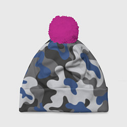 Шапка с помпоном Зимний камуфляж, цвет: 3D-малиновый