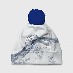 Шапка с помпоном Белая вода, цвет: 3D-тёмно-синий