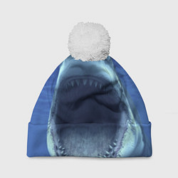 Шапка с помпоном Белая акула, цвет: 3D-белый
