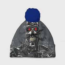 Шапка с помпоном Скелет Терминатора, цвет: 3D-тёмно-синий