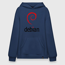 Толстовка-худи оверсайз Debian, цвет: тёмно-синий