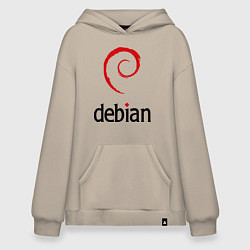 Толстовка-худи оверсайз Debian, цвет: миндальный