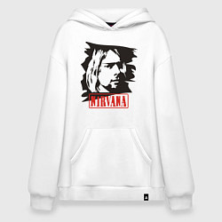 Толстовка-худи оверсайз Nirvana: Kurt Cobain, цвет: белый