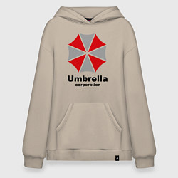 Толстовка-худи оверсайз Umbrella corporation, цвет: миндальный