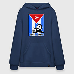 Толстовка-худи оверсайз Fidel: Viva, Cuba!, цвет: тёмно-синий
