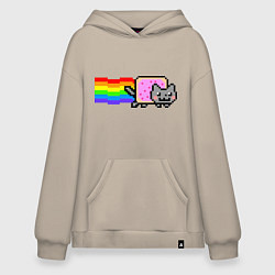 Толстовка-худи оверсайз Nyan Cat, цвет: миндальный