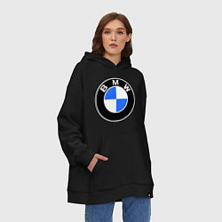 Толстовка-худи оверсайз Logo BMW, цвет: черный — фото 2