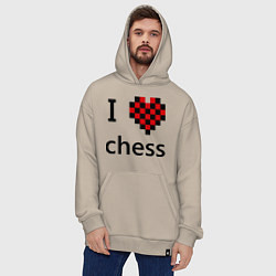 Толстовка-худи оверсайз I love chess, цвет: миндальный — фото 2