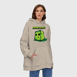 Толстовка-худи оверсайз Minecraft Creeper, цвет: миндальный — фото 2