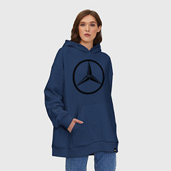 Толстовка-худи оверсайз Mercedes-Benz logo, цвет: тёмно-синий — фото 2