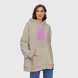 Толстовка-худи оверсайз Click Clack Black Pink, цвет: миндальный — фото 2