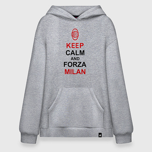 Худи оверсайз Keep Calm & Forza Milan / Меланж – фото 1