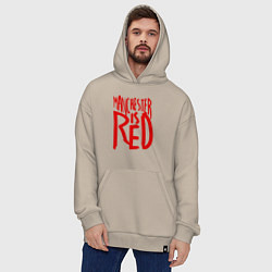 Толстовка-худи оверсайз Manchester is Red, цвет: миндальный — фото 2