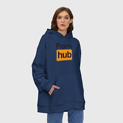 Толстовка-худи оверсайз PornHub, цвет: тёмно-синий — фото 2