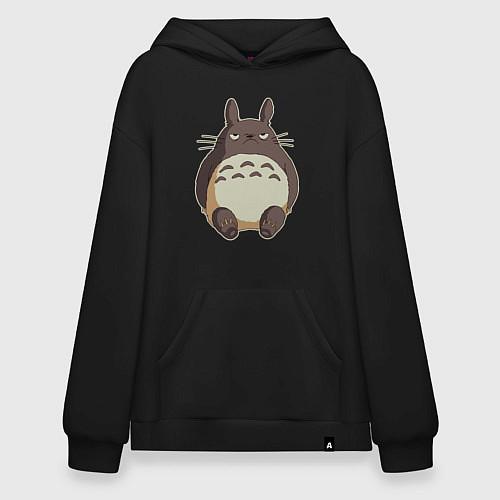 Худи оверсайз Грустный Тоторо / Черный – фото 1