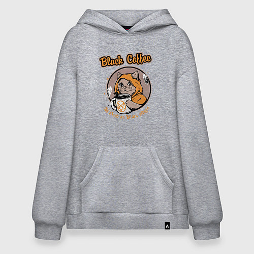 Худи оверсайз Black Coffee Cat / Меланж – фото 1