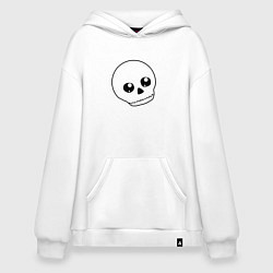 Толстовка-худи оверсайз Милый череп, цвет: белый