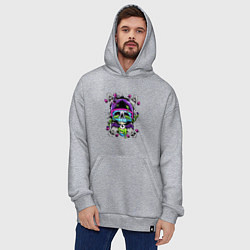 Толстовка-худи оверсайз Crazy skull - skateboard, цвет: меланж — фото 2