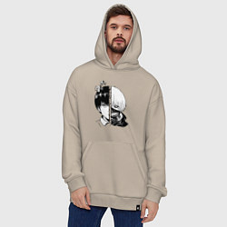 Толстовка-худи оверсайз Токийский гуль, цвет: миндальный — фото 2