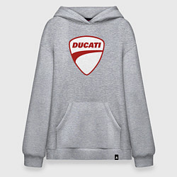 Толстовка-худи оверсайз Ducati Logo Дукати Лого Z, цвет: меланж