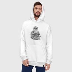 Толстовка-худи оверсайз Плохой Санта, цвет: белый — фото 2