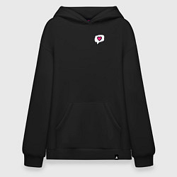 Толстовка-худи оверсайз Сердце, цвет: черный