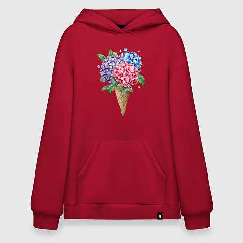 Худи оверсайз Букет цветов в рожке / Красный – фото 1