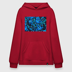 Толстовка-худи оверсайз Гжель, цвет: красный