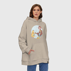 Толстовка-худи оверсайз Манки и Банан, цвет: миндальный — фото 2