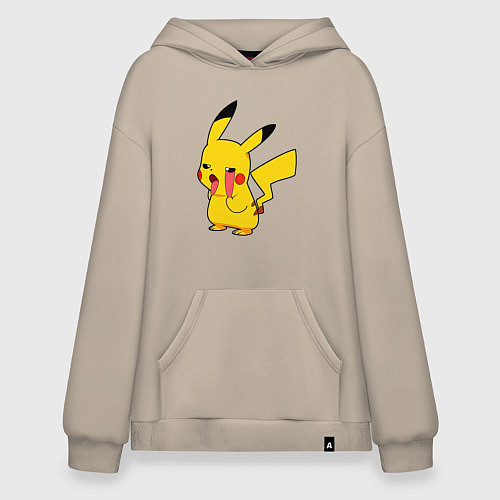 Худи оверсайз Уставший Пикачу / Миндальный – фото 1