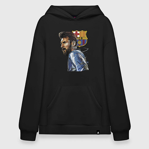 Худи оверсайз Lionel Messi Barcelona Argentina Striker / Черный – фото 1