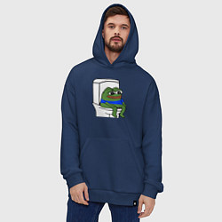Толстовка-худи оверсайз Лягушонок пепе, цвет: тёмно-синий — фото 2