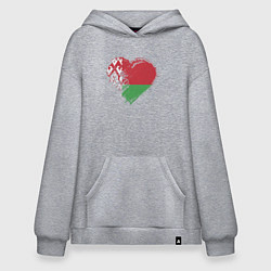Толстовка-худи оверсайз Сердце Беларуси, цвет: меланж