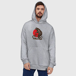 Толстовка-худи оверсайз Медведь на велосиеде, цвет: меланж — фото 2