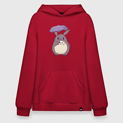 Толстовка-худи оверсайз Кавайный Тоторо с зонтиком, цвет: красный