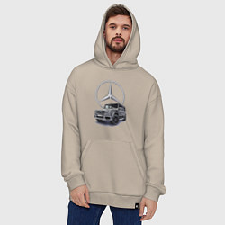 Толстовка-худи оверсайз Mercedes Gelendwagen G63 AMG G-class G400d, цвет: миндальный — фото 2