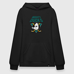 Толстовка-худи оверсайз Анахайм Дакс, Mighty Ducks, цвет: черный