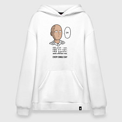 Толстовка-худи оверсайз Список тренировки Сайтама One Punch-Man, цвет: белый