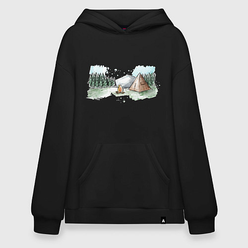 Худи оверсайз Поход в горы / Черный – фото 1