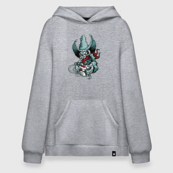 Толстовка-худи оверсайз Cool skull - gamer!, цвет: меланж