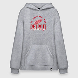 Толстовка-худи оверсайз Detroit Red Wings Детройт Ред Вингз, цвет: меланж