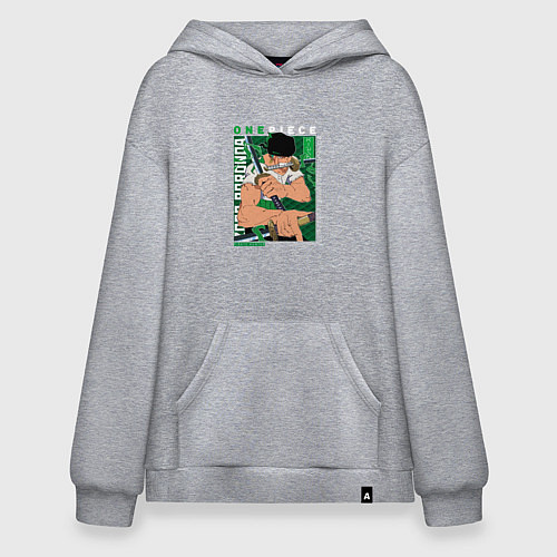 Худи оверсайз Ван-Пис One Piece, Зоро Ророноа Zoro Roronoa с над / Меланж – фото 1