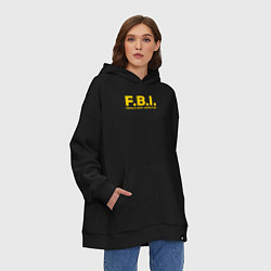 Толстовка-худи оверсайз FBI Женского тела инспектор, цвет: черный — фото 2