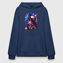 Толстовка-худи оверсайз ARCANE LOL JINX FACE LEAGUE OF LEGENDS, цвет: тёмно-синий