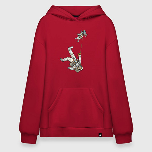 Худи оверсайз Космическое выгуливание пса / Красный – фото 1