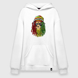 Толстовка-худи оверсайз Rasta lioN, цвет: белый