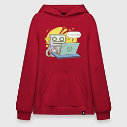 Толстовка-худи оверсайз Я не робот Програмерский мем, цвет: красный