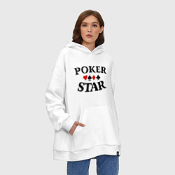 Толстовка-худи оверсайз Poker Star, цвет: белый — фото 2