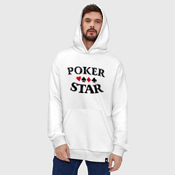 Толстовка-худи оверсайз Poker Star, цвет: белый — фото 2