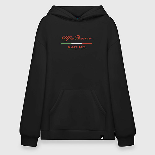Худи оверсайз Alfa Romeo racing - logo / Черный – фото 1
